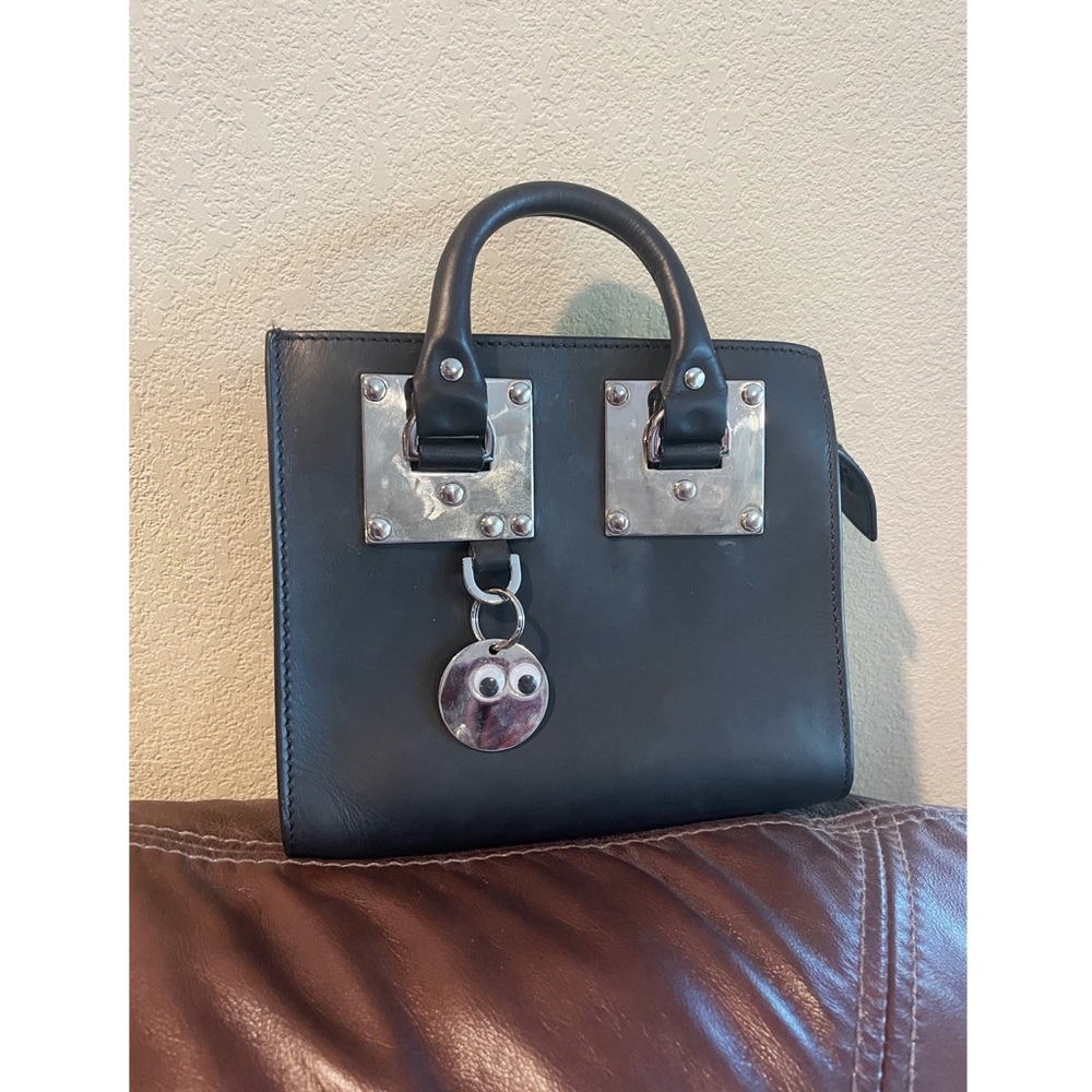 Sophie Hulme London Black Silver Mini Albion Handbag with Goggly Eye Charm